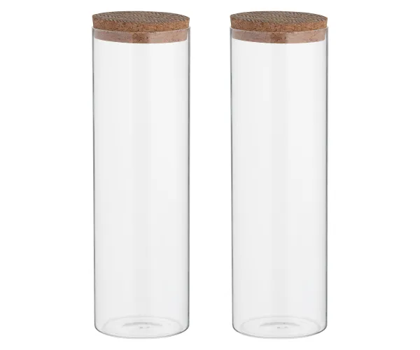 Monochrome Set 2 1800ml Storage Jar Cork Lid