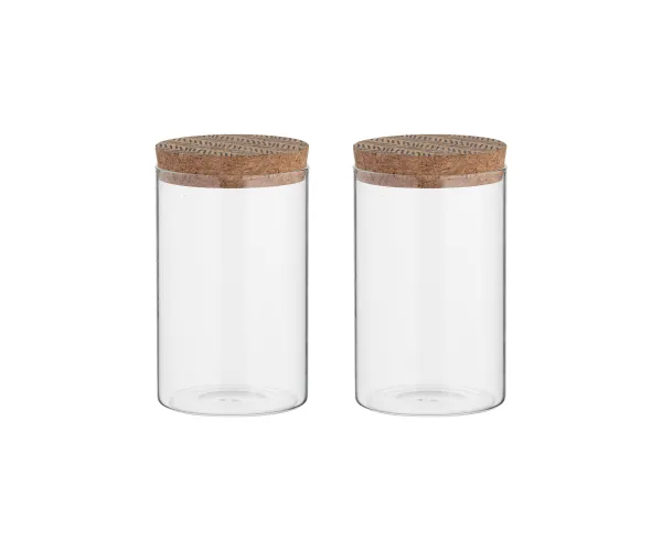 Monochrome Set 2 950ml Storage Jar Cork Lid
